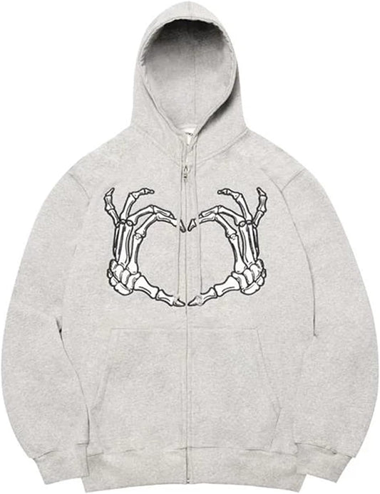 Women Man Goth Hoodie Sweatshirts Y2K Aesthetic Zip up Jacket 90S Long Sleeve Graphic Coat Couple Top Streetwear